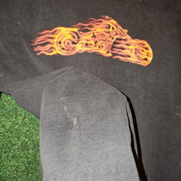 Y2k skull flames bike longsleeve tshirt - Picture 5 of 7